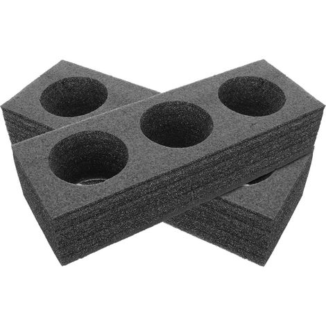 Plateau Porte-Gobelets Noir 3 Trous en Mousse de Protection 2 Pièces (1/5)