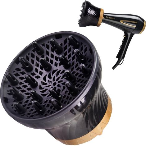 BEPER C301ABE001 Universal-Haartrockner-Diffusor, für lockiges und welliges Haar, ohne Frizz, geeignet für die meisten Haartrockner, Schwarz, Durchmesser von 3,5 bis 8 cm (1/5)