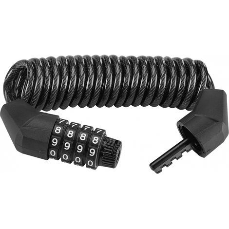 Cadenas de Vélo, 150 cm x 4.6mm /105g, Antivol Portable pour Casque de VTT Moto, Câble Vélo Léger avec 4 Chiffres Code Combinaison Noir (1/3)
