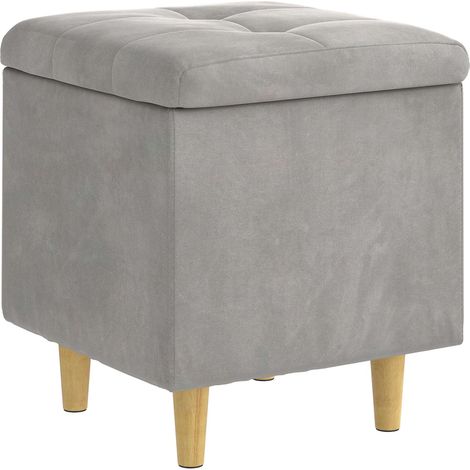 vidaXL  Storage Ottoman  with Cushion Light Grey 40 x 40 x 45 cm Velvet