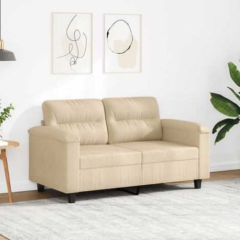 Canapé-Sofa à 2 places Crème 120 cm Tissu microfibre (1/5)