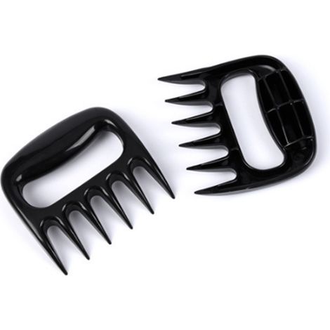 Lot de 2 griffes à viande en forme d'ours pour barbecue, avec poignée facile à soulever, pour effilocher la viande et utiliser au barbecue, fumoir et grill. (1/5)