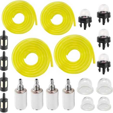 Fuel line kit, oil filter, oil level indicator, oil cup compatible with lawnmowers, chainsaws, hedge trimmers, and hair dryers. Accessories included: (1/5)