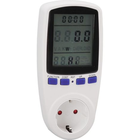 Wattmètre avec écran LCD, alarme, protection contre les surcharges, matériau ABS, moniteur de consommation électrique, prise UE 230 V pour la maison (1/5)
