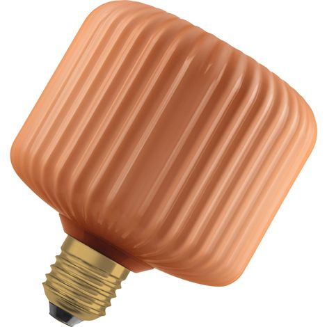 OSRAM Lampe LED  DECOR FLAT en verre coloré, carrée Ø120mm, orange, E27, 3,5W, 300lm, 2700K, blanc chaud, IP20, effet de couleur