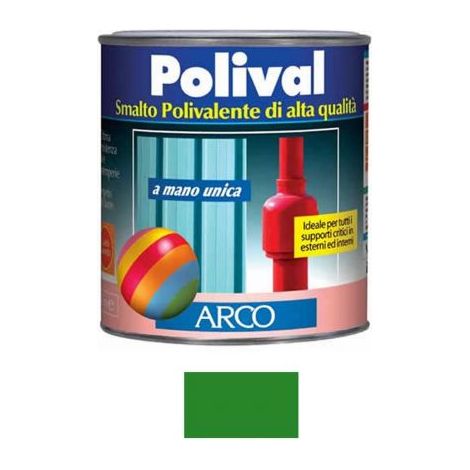 SMALTO MANO UNICA SENZA FONDO POLIVAL ARCO PER PLASTICA VETRO LAMIERA LT.0,75 Verde Foglia