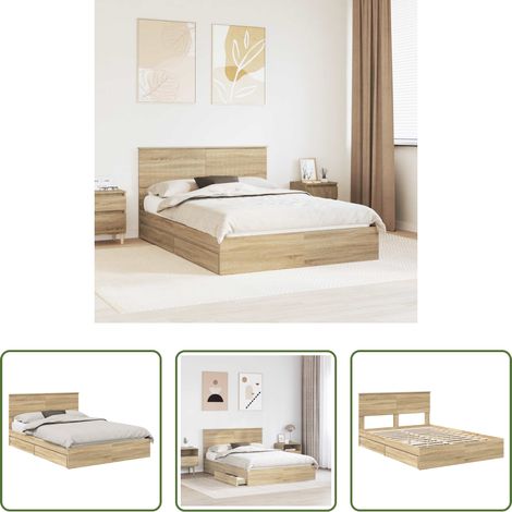 Lit moderne - Lit de Rangement Chêne Sonoma 140 x 200 cm Bois d'ingénierie (1/5)
