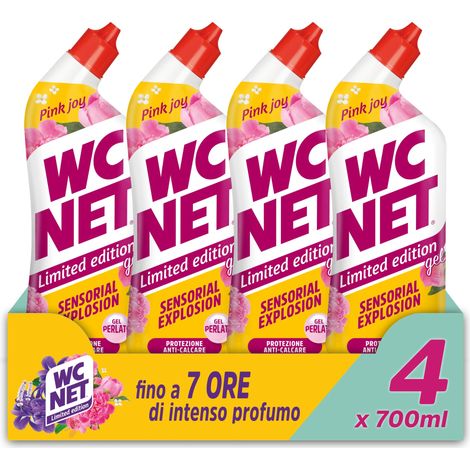 Wc Net - Limited Edition Pink Joy, Detergente Liquido per Sanitari, Essenza Peonia e Muschio Bianco, Prevenzione Calcare e Igienizzante per WC, 700 ml x 4 Confezioni