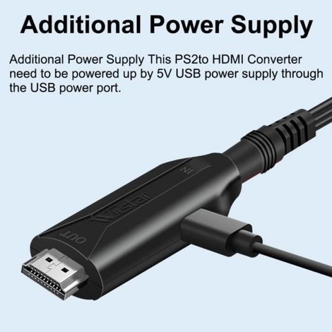 Cable jeux video,Adaptateur convertisseur PS2 vers HDMI,cable PS2 vers HDMI,prise en charge 1080P,connexion d'un - PS2 PS1 to HDMI (1/4)