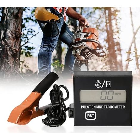 2 Stroke Digital Inductive Tachometer with Hour Counter for Motorcycle, Snowblower, Motocross, Lawn Mower, Chainsaw Generator (1/5)