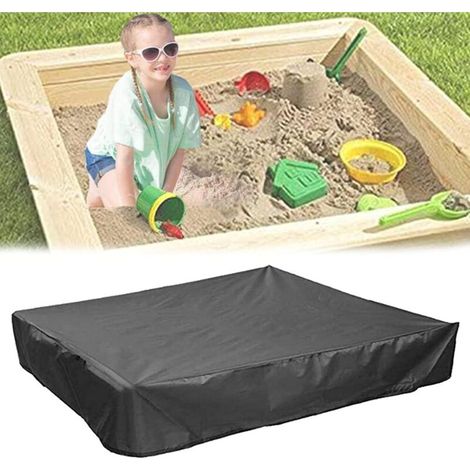 Couverture de bac à sable aveCordon de serrage, auvent carré de protection contre la poussière, bac à sable de plage,Couverture de piscine imperméable à l'eau verte (78,74 "x 78,74", noir) (1/5)