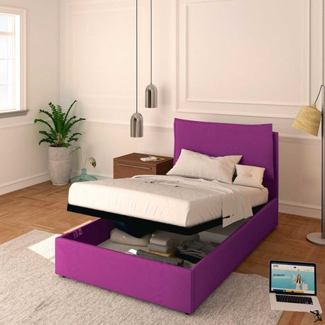 Baldiflex Letto Contenitore Piazza e mezzo 120x190 Licia in Tessuto con Rete a Doghe colore Fucsia (1/5)