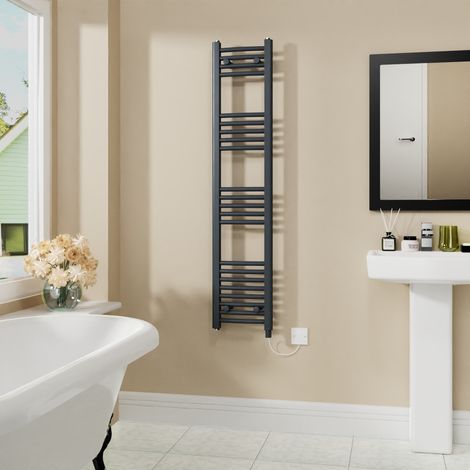 WarmeHaus Electric Curved Bathroom Radiator Anthracite 1400x300mm