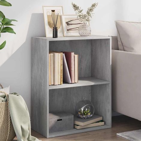 Bibliothèque à 2 niveaux gris béton bois d'ingénierie vidaXL