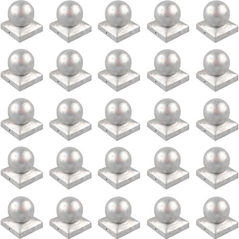 25x Pfostenkappe verzinkt 71 mm Kugel Abdeckkappe für Pfosten 7 x 7 cm (1/4)