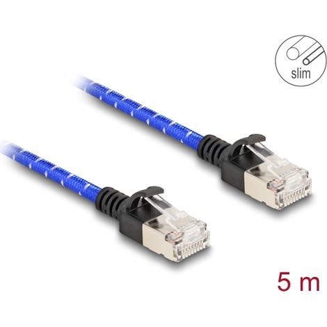 Delock Cable de red RJ45 con revestimiento trenzado Cat.6A U/FTP Slim 5 m azul