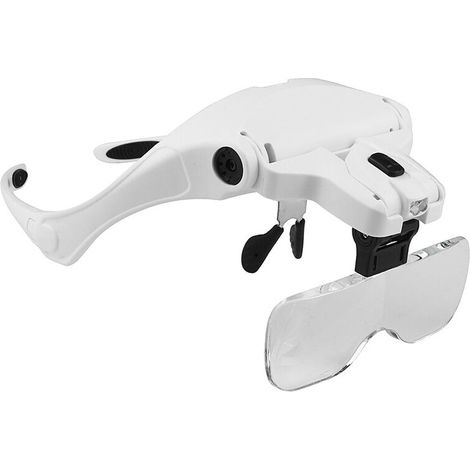Loupe de tête à LED, loupe de Serre-tête Mains Libres Rechargeable avec Support de loupe et Bandeau à LED pour bijoutier Professionnel sont interchangeables (1/5)