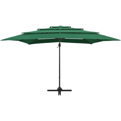 Ombrellone mobile da giardino a 4 livelli x con palo in alluminio 250 x 250 cm verde 020008798