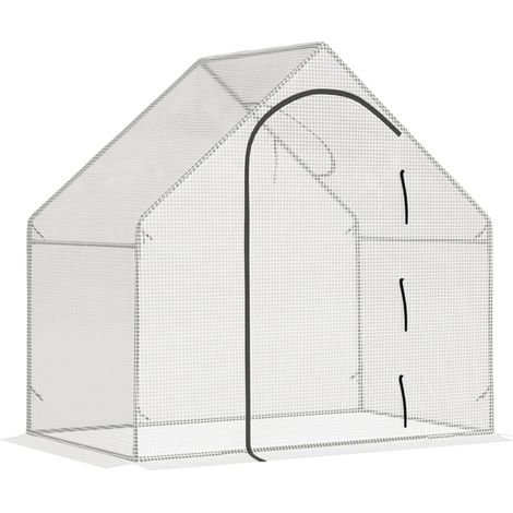 Invernadero túnel 180 x 100 x 168 cm con puerta enrollable y ventana superior, blanco (1/5)
