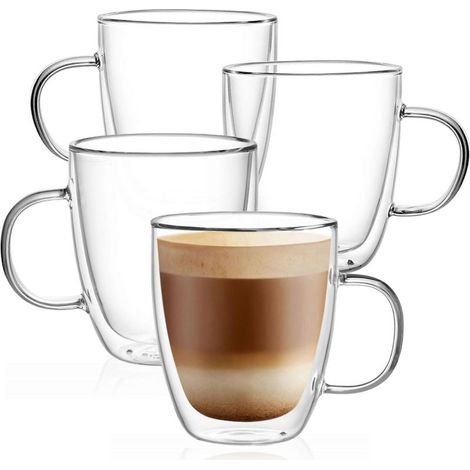 Ce mug isotherme à double paroi d'une grande capacité de 350 ml est idéal pour les cappuccinos, les boissons chaudes, etc. Il passe au lave-vaisselle et est très résistant. (1/5)