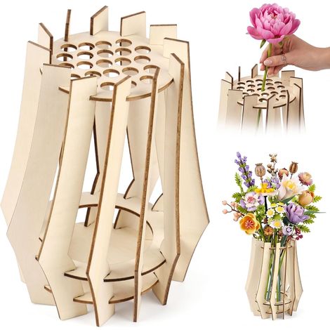 Vase en Bois pour Fleurs de Construction, Support Stable 18cm (1/5)