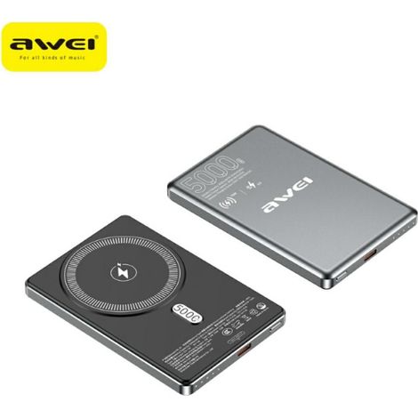 Awei PA-30 5000mAh MagSafe induktive Powerbank grau (1/2)