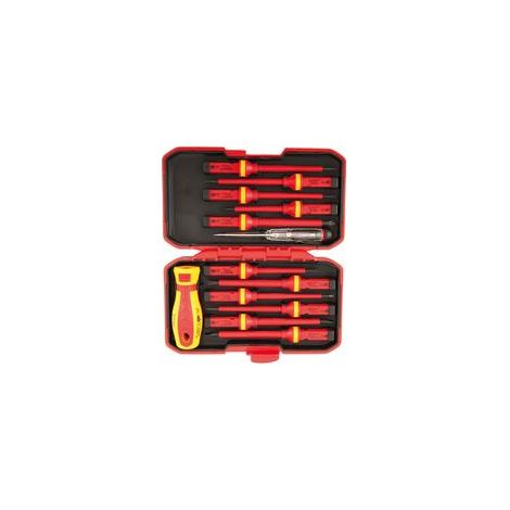 Set de 13 tournevis isolés 1000V – Magnétiques avec testeur de tension – Acier au chrome-vanadium – Poignée ergonomique pour électricien - 13pcs (1/5)