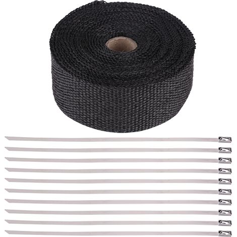 Ruban isolant haute température pour tuyau d'échappement voiture moto (4.88m, Noir) (1/5)
