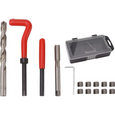 Kit de reparación de roscas M6x1.0, broca de acero al carbono, macho de roscar helicoidal, herramienta de reparación automotriz. (1/5)