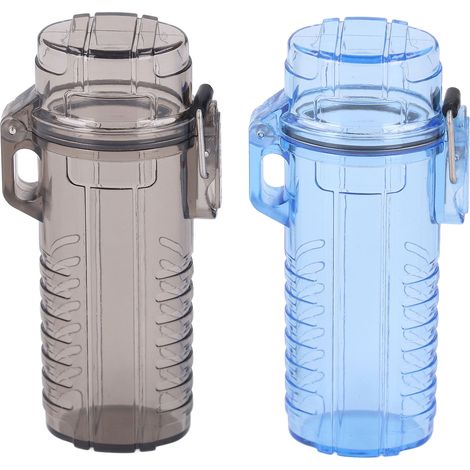 Boîte étanche 2pcs Noir+Bleu Plastique Compacte avec Cordon Sécurité Imperméable pour Camping Randonnée Voyage Outdoor (1/4)