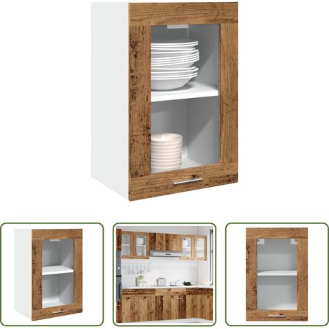vidaXL Armoire murale bois -  Vitrine suspendue "Lyon" Bois ancien 40 x 31 x 60 cm Bois d'ingénierie (1/5)
