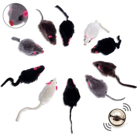 Lot de 10 souris de jeu avec clochette et herbe à chat (1/5)