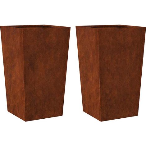 Jardinières 2 pcs  Bac à fleurs 45x45x75 cm acier résistant aux intempéries (1/5)