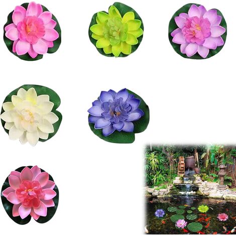 Lot de 6 Nénuphars Artificiels, Fleur Mousse Lotus Décorations flottantes, pour Bassin - Fleurs Flottantes Multicolores - Plantes Aquatiques Décoratives pour Jardin, Aquarium, Piscine, Terrasse (1/5)