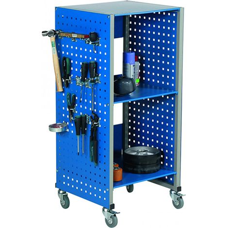 Chariot de rangement mobile perforé - 2 étagères - Dimensions : 490x445x1080mm - 4033074010 (1/3)