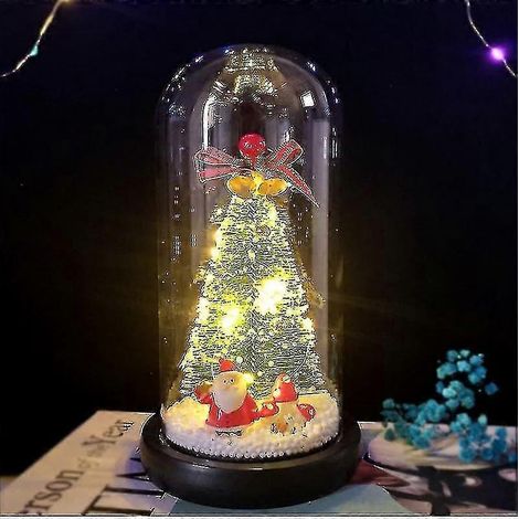 Décoration de Noël créative en cèdre pour fenêtre, avec éclairage LED et couvercle en verre, n° 3 (1/5)