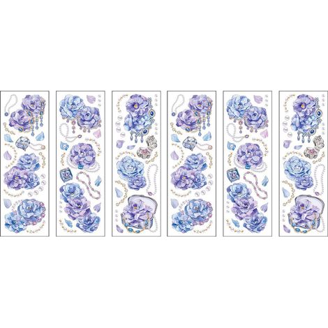 6 autocollants vintages fleurs PET adhésifs pour album photo scrapbooking décoration Type 2 (1/5)