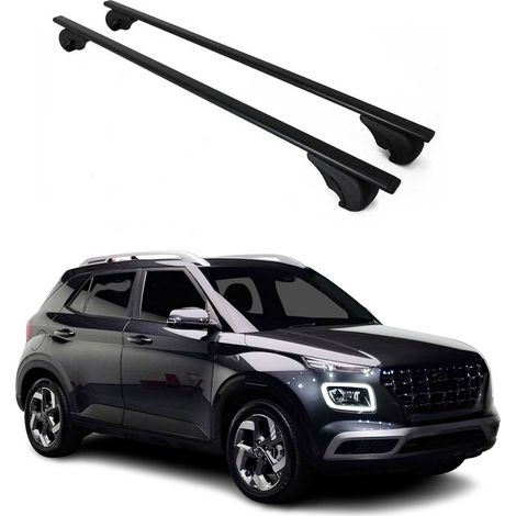 OMAC Barres de toit pour Hyundai Venue 2020-2026 – TÜV / DIN 75302:2019 – Antivol inclus – Charge max 75 kg – 2 barres Noir (1/4)