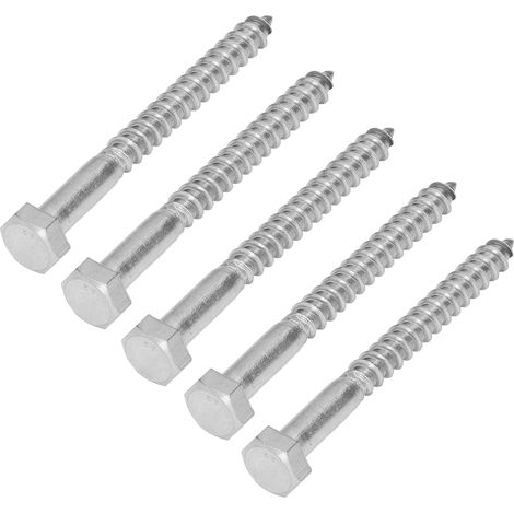 25 vis autoforeuses DIN571 inox A2-70 tete hexagonale bois filet partiel M8x80mm pour charpente et construction (1/5)