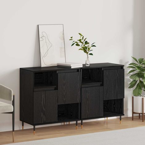 vidaXL Sideboards 2 pcs Schwarz Eichen-Optik (1/5)