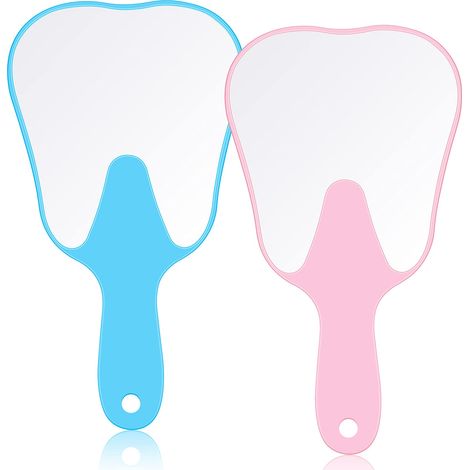 Miroir Main Dentiforme - 24.5 x 13.3 cm - Cadre Plastique - Pour Soins Dentaires Esthétiques et Maquillage - Lot de 2 (1/5)