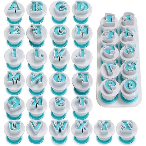 Emporte-pièces lettres et chiffres, emporte-pièces en fondant, alphabet, décoration de gâteaux, tampon à pâtisserie, emporte-pièces pour biscuits et pâte d'amande, réutilisables (1/5)