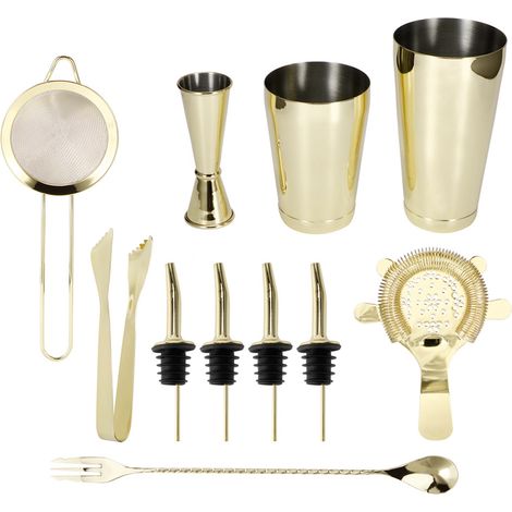 11-teiliges Cocktailshaker-Set aus Edelstahl, Wein- und Getränkemixer, Barzubehör für die Hausbar oder den Club (1/5)