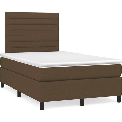 Lit à sommier tapissier avec matelas Marron foncé 120x200 cm 6 (1/5)