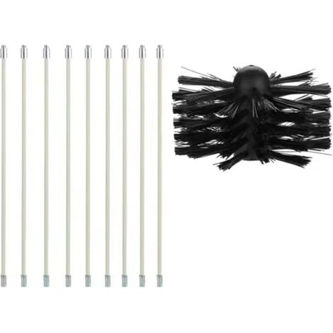 Schornsteinfeger-Set, Schornsteinreinigungswerkzeug, Bürste, Schornsteinfegerset, enthält 9 (40 cm) flexible Stangen und 1 (100 mm) Pelletofen-Schornsteinfegerset-Kopf für Pelletofen