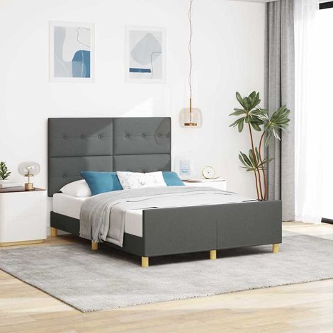 Bettgestell mit Kopfteil Dunkelgrau 140 x 190 cm Stoff