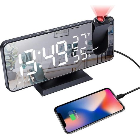 Digitaler Projektionswecker fürs Schlafzimmer mit USB-Ladeanschluss