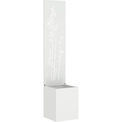 Paravent de jardin blanc à motif floral 32 x 150 cm (1/5)