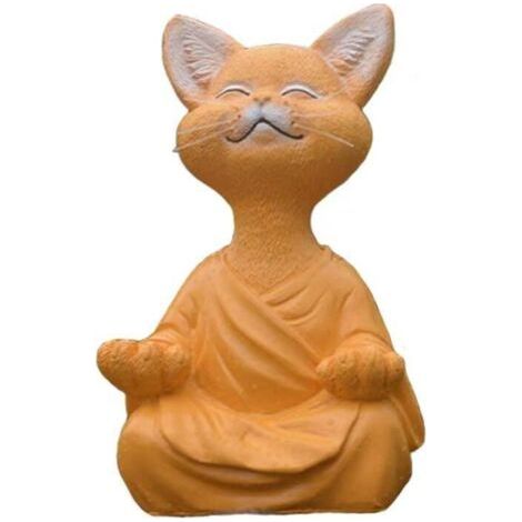 Boutique Collection Statue de Chat de Méditation Petite Statue en Résine Assis Chat Zen Jardin Maison Décoration de Jardin Ornement (Orange) (1/5)