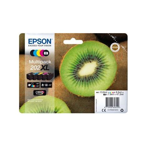 Epson C13T02G74020 Kiwi 202XL cartuccia d'inchiostro 1 pz Originale Resa elevata (XL) Nero, Nero per foto, Ciano, Magenta, Giallo (1/5)